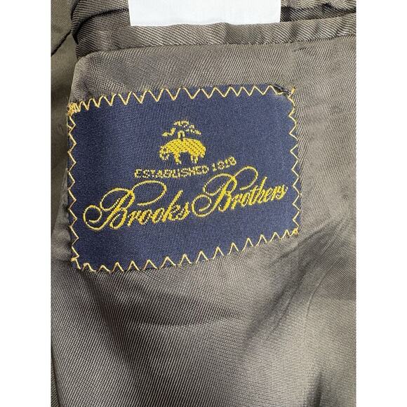 Men’s Brooks Brothers Pure New Wool Subtle Olive Blazer Jacket Lined Size 40S - Picture 6 of 10
